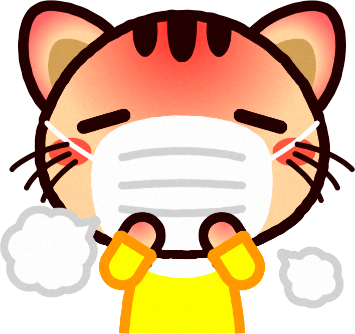 風邪をひいたトラネコのイラスト