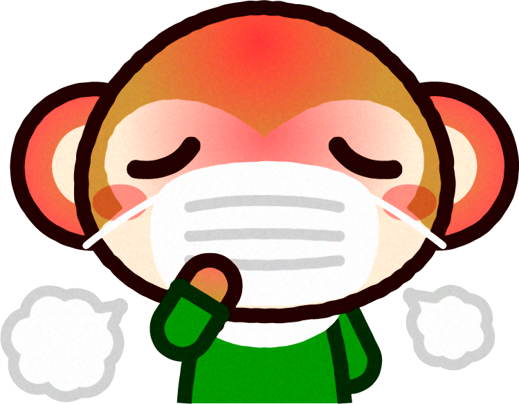 風邪をひいた猿のイラスト