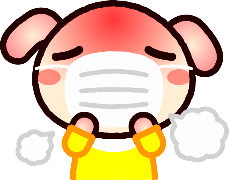 風邪をひいブタのイラスト