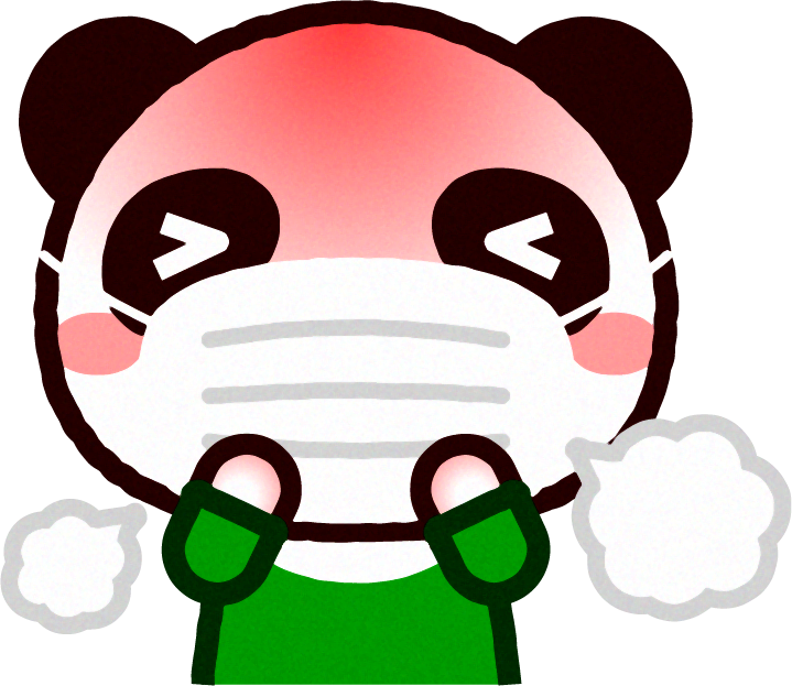 風邪をひいたパンダのイラスト