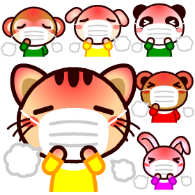 動物と風邪のイラスト