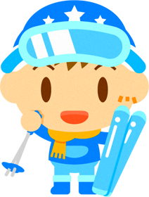 スキーをする男の子のイラスト/手を振る