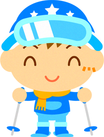 スキーをする男の子のイラスト/笑顔