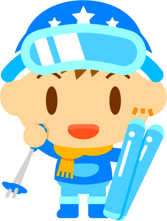 スキーをする男の子のイラスト/手を振る