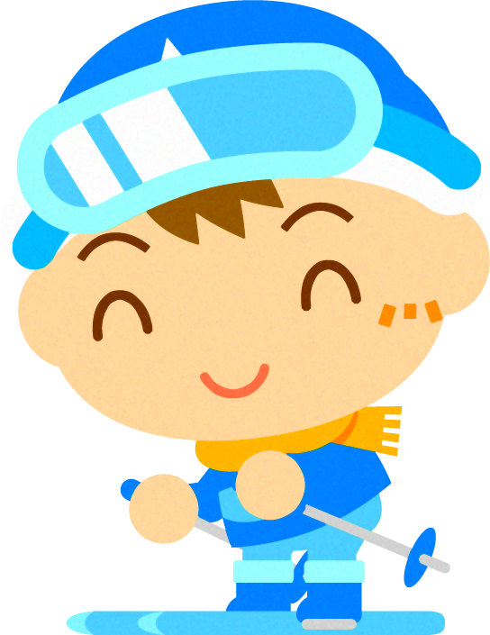スキーをする男の子のイラスト/滑る