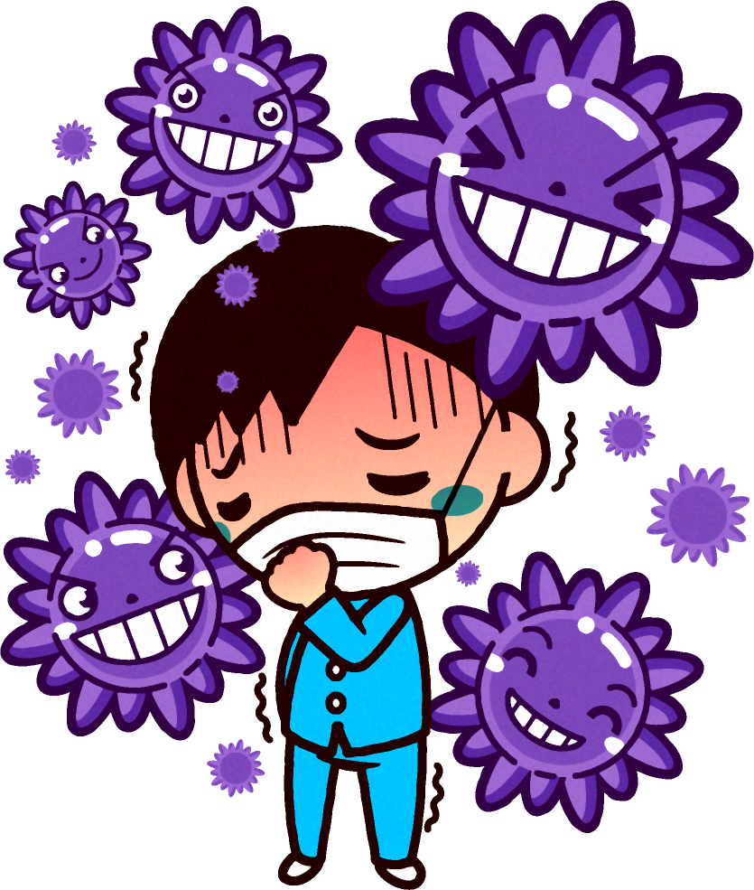 インフルエンザにかかったイラスト/男の子