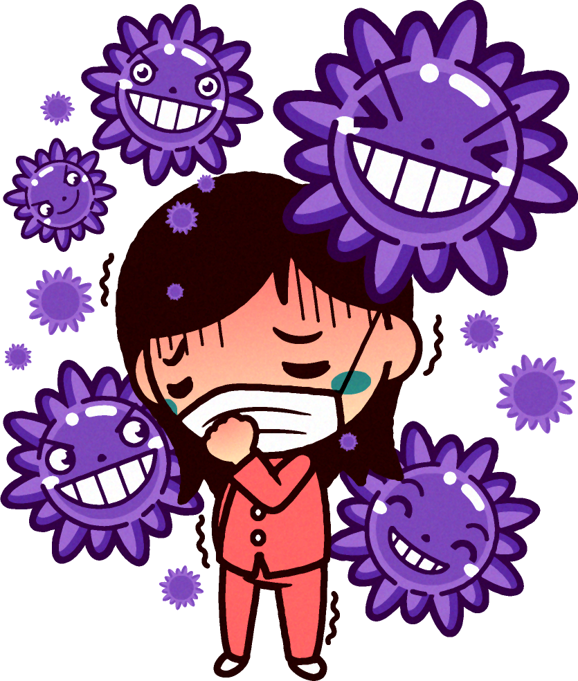 インフルエンザにかかったイラスト/女の子