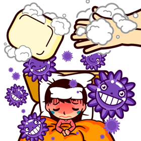 動物と風邪のイラスト
