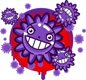 インフルエンザウィルスの大群イラスト