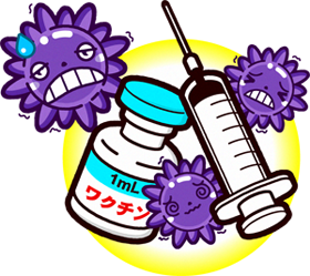 ワクチンは嫌い、インフルエンザウィルスのイラスト