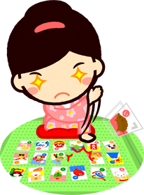 かるたをするイラスト/女の子