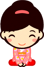 座ってお辞儀をする女の子イラスト/笑顔