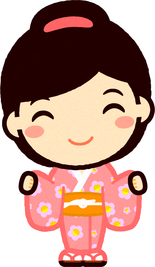 着物を着た女の子イラスト/笑顔