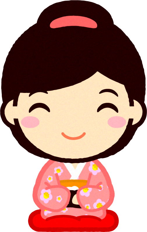 正座する女の子イラスト/笑顔