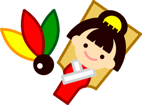 羽子板と羽のイラスト/女の子