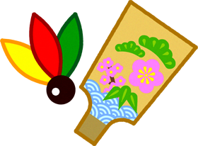 羽子板と羽のイラスト/松竹梅