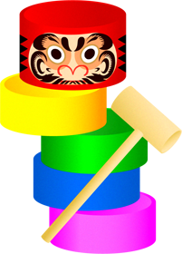 達磨落としイラスト/斜め上