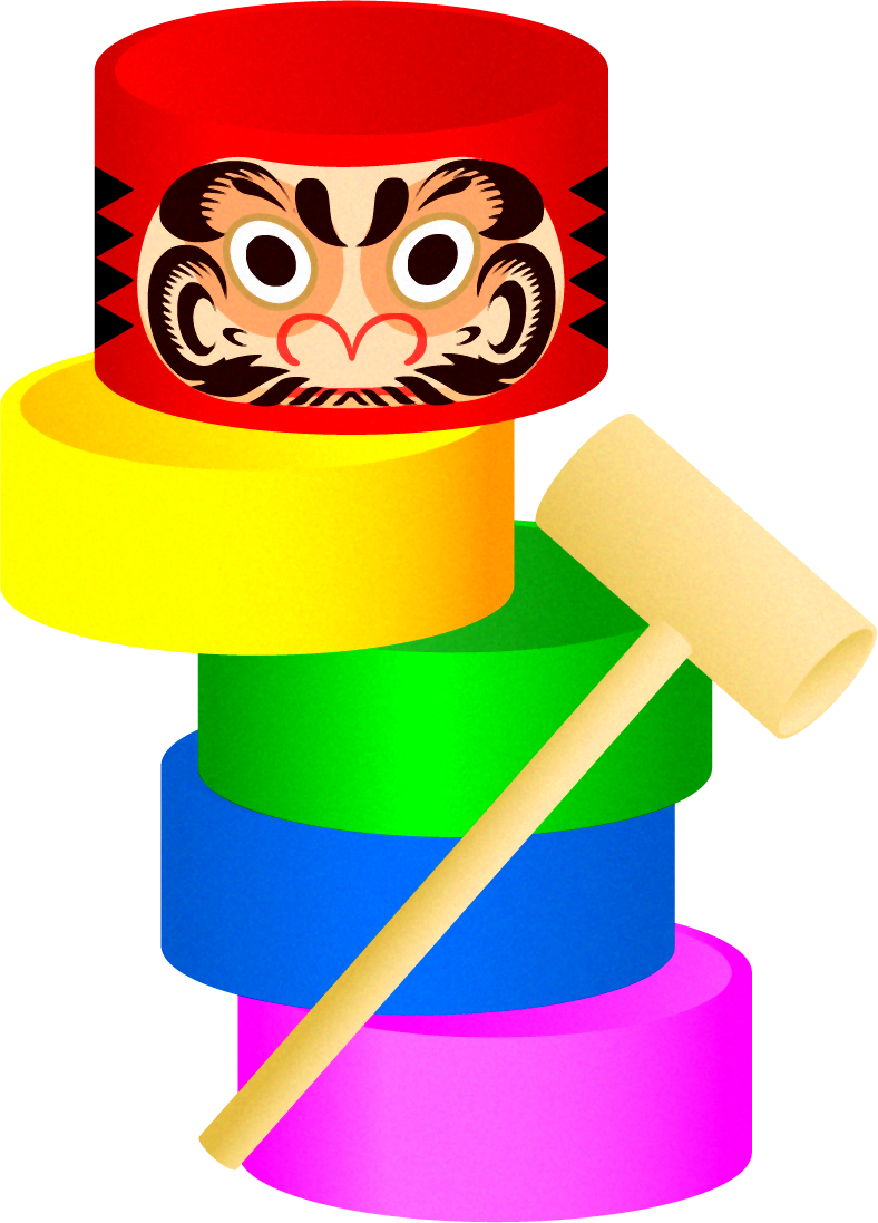 達磨落としイラスト/斜め上