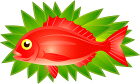 竹の葉の上の鯛イラスト