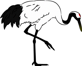 下を見る鶴のイラスト