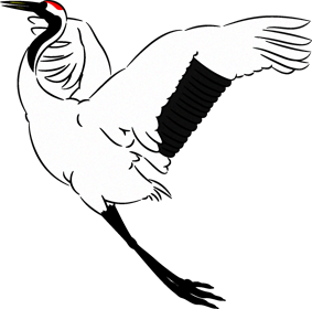 飛び上がる鶴のイラスト