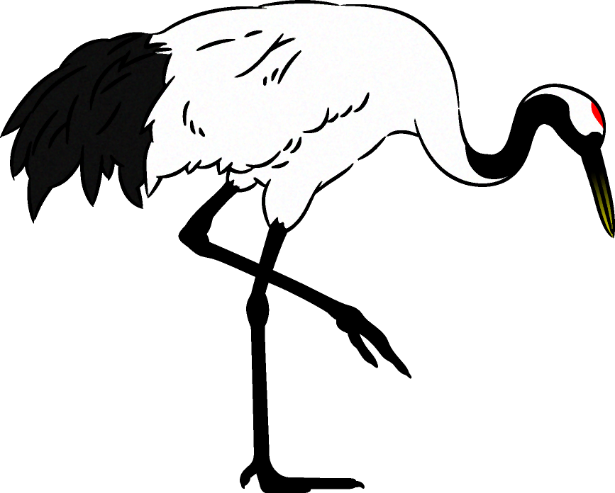 下を見る鶴のイラスト