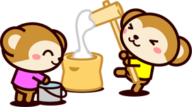 猿のイラスト/餅つき