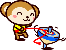 猿のイラスト/駒回し