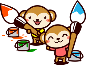 猿のイラスト/筆を持つ