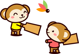 猿のイラスト/羽子板をする