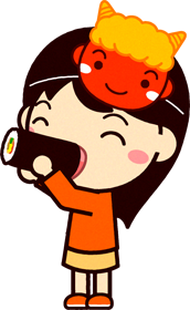 恵方巻きを食べる女の子のイラスト