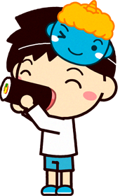 恵方巻きを食べる男の子のイラスト