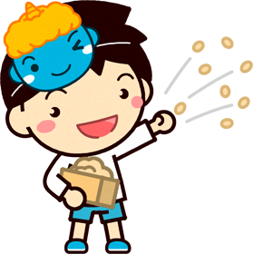 節分と男の子のイラスト
