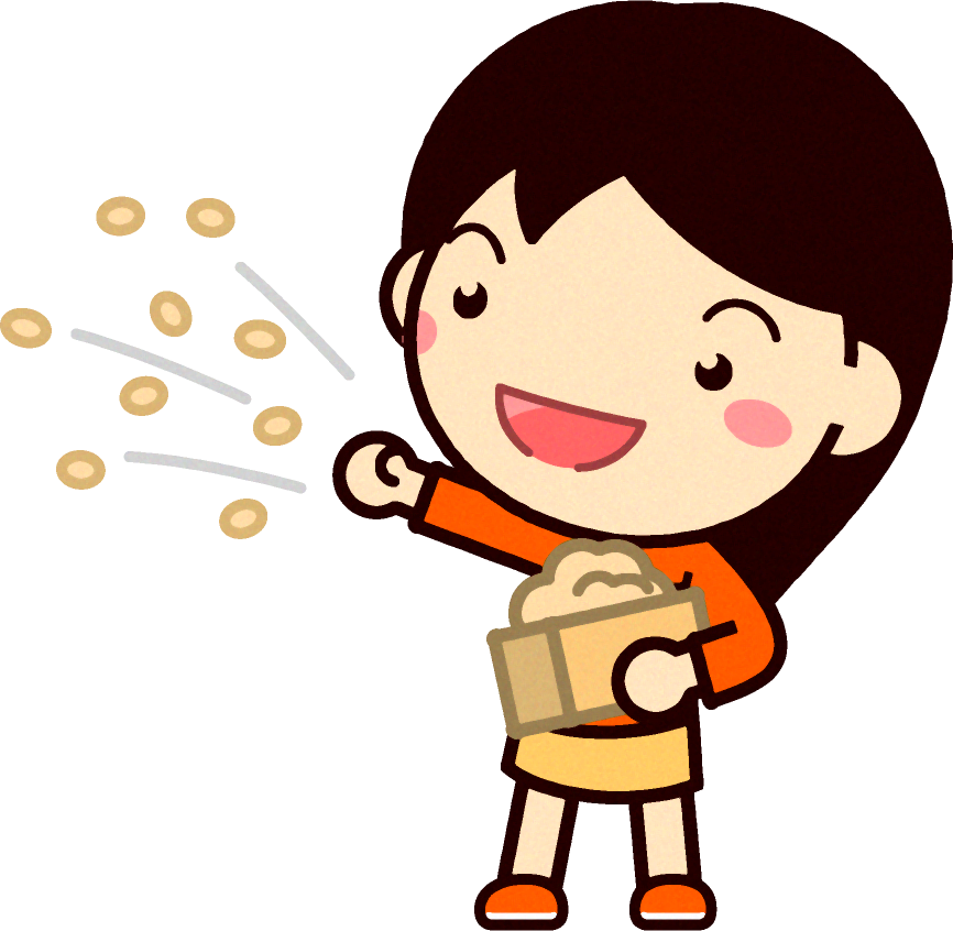 節分と女の子のイラスト