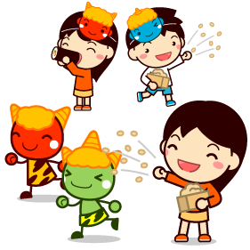 楽しい節分のイラスト