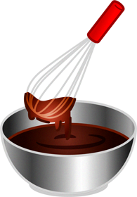 >チョコと泡だて器のイラスト