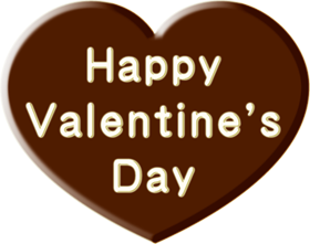 ハートのチョコレートイラスト/白い文字でハッピーバレンタインデイ