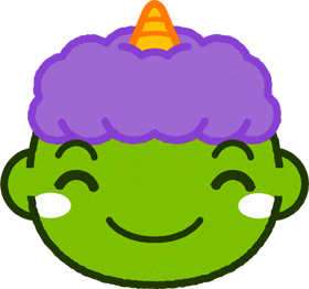 かわいい黄緑鬼の顔イラスト