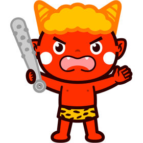 金棒を振り上げて威嚇する鬼のイラスト