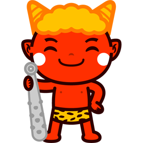 金棒を持った笑顔の鬼のイラスト