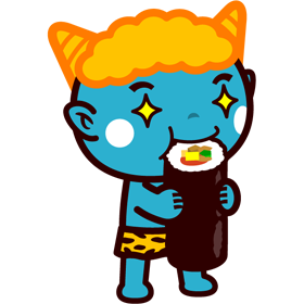 恵方巻を食べる鬼のイラスト2