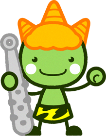 かわいい緑鬼と金棒イラスト