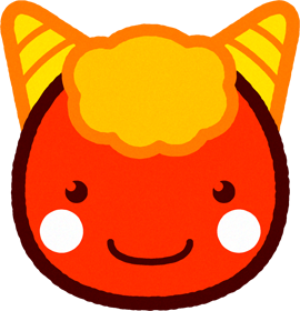 丸い顔の赤鬼イラスト