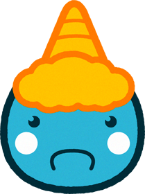 丸い顔の青鬼イラスト