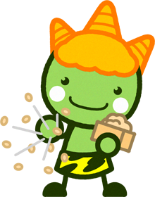 豆をまく緑鬼イラスト