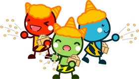 豆まきをする鬼達のイラスト