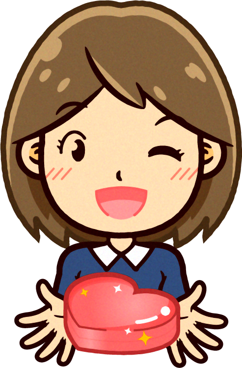 ハート型のチョコレートを渡す女の子イラスト