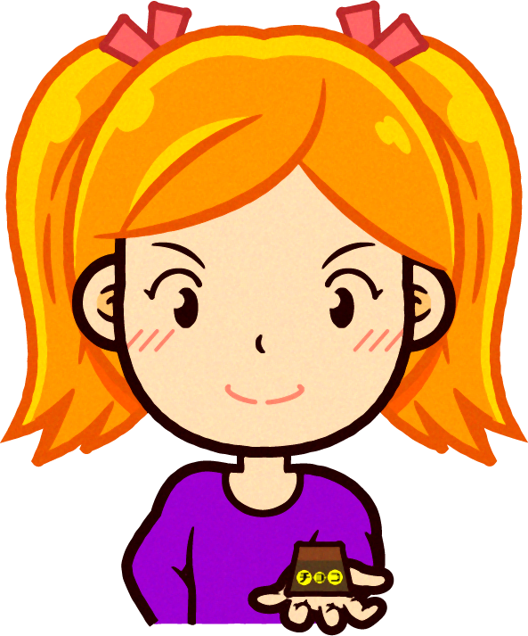 四角のチョコレートを渡す女の子のイラスト