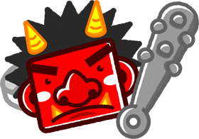 赤鬼の面と金棒のイラスト