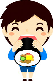 恵方巻きを食べるイラスト_男の子